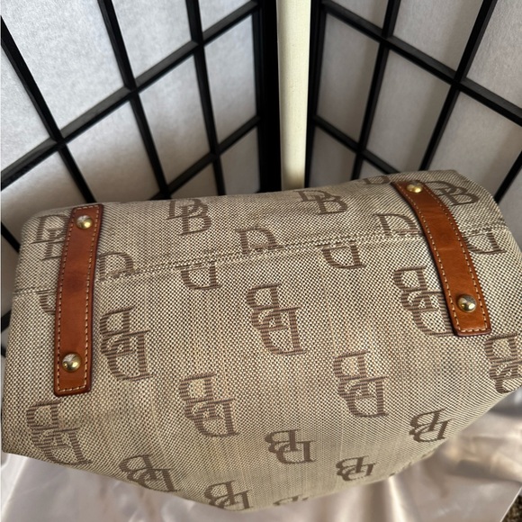 Dooney & Bourke Tan and Brown Monogram Tassel Shoulder Bag - Picture 5 of 10